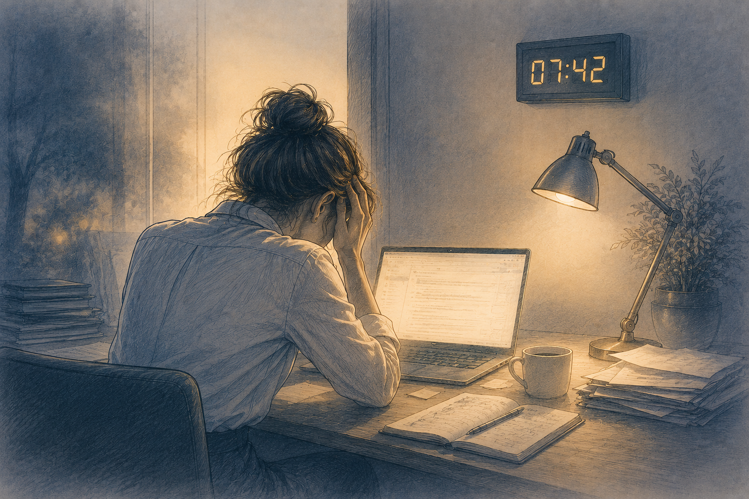 Illustration : il est 7h42
